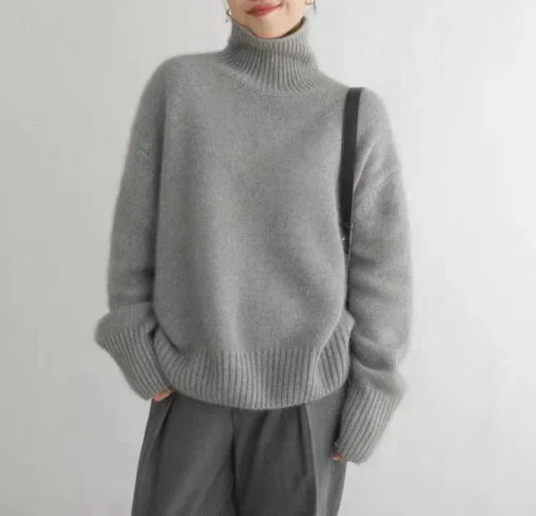 Xavier - High Collar Loose Knitted Sweater
