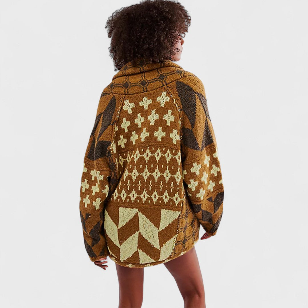 Fenella – Vintage Cardigan with Button-Down Collar and Long Sleeves