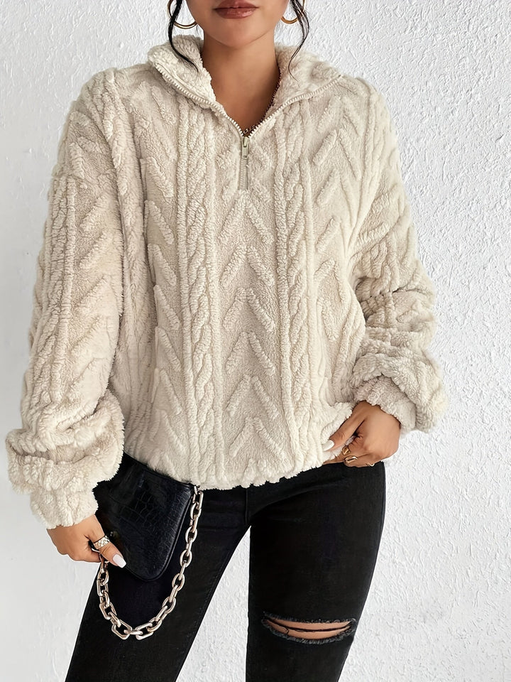 Harper - Fluffy Zip Sweater
