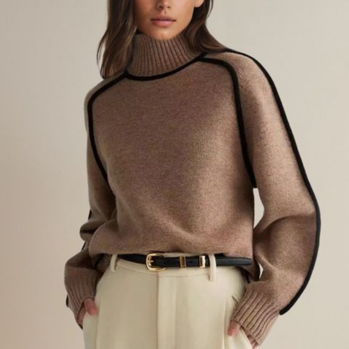 Winona - Loose Fit Turtleneck Striped Sweater