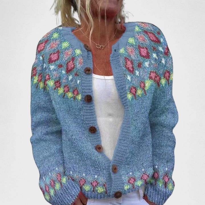 Havenna – Chunky Knit Cardigan with Chic Pattern