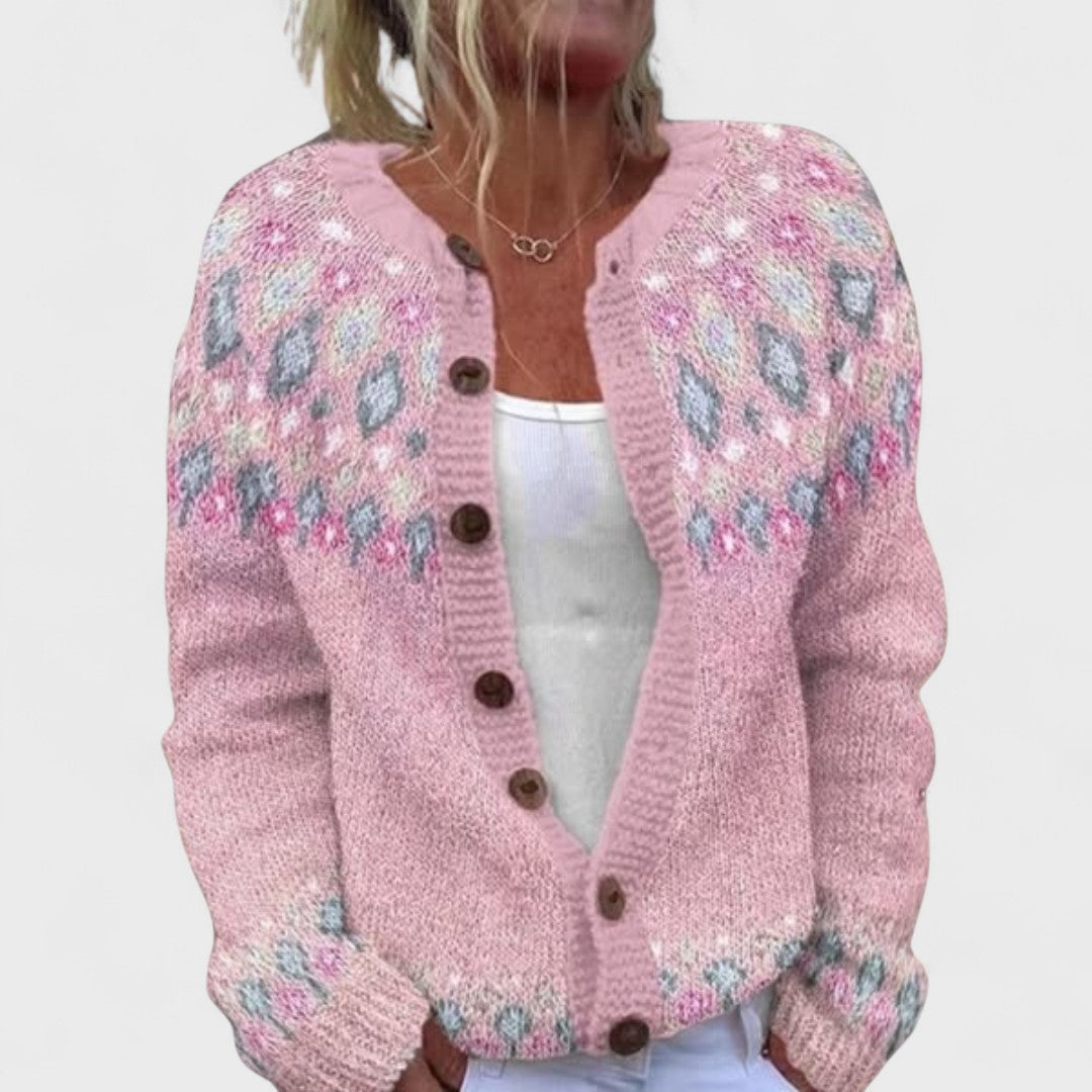 Havenna – Chunky Knit Cardigan with Chic Pattern