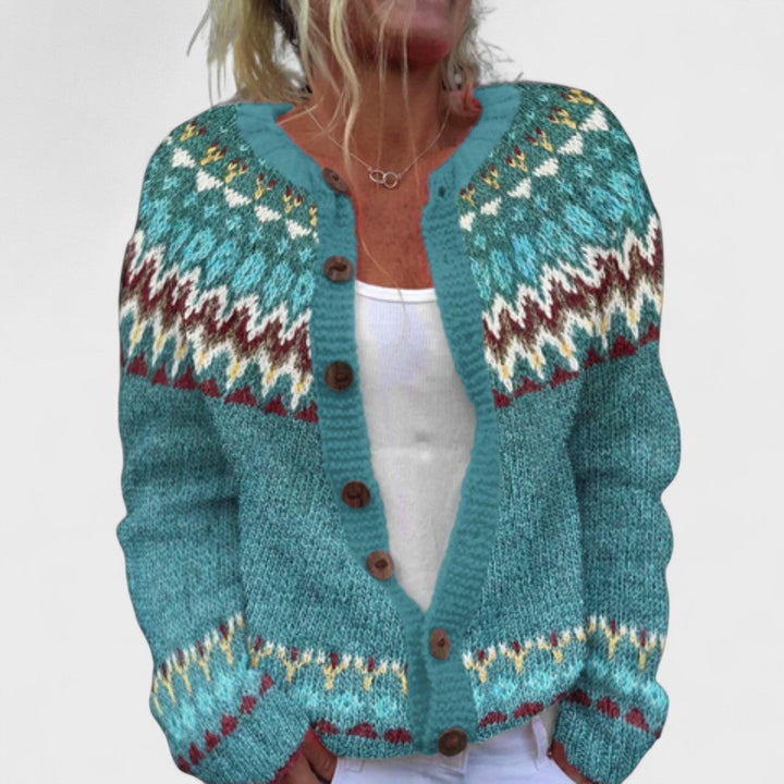 Havenna – Chunky Knit Cardigan with Chic Pattern