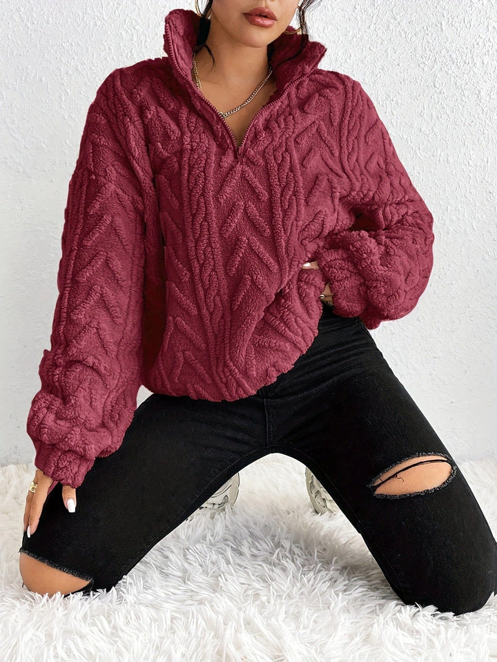 Harper - Fluffy Zip Sweater