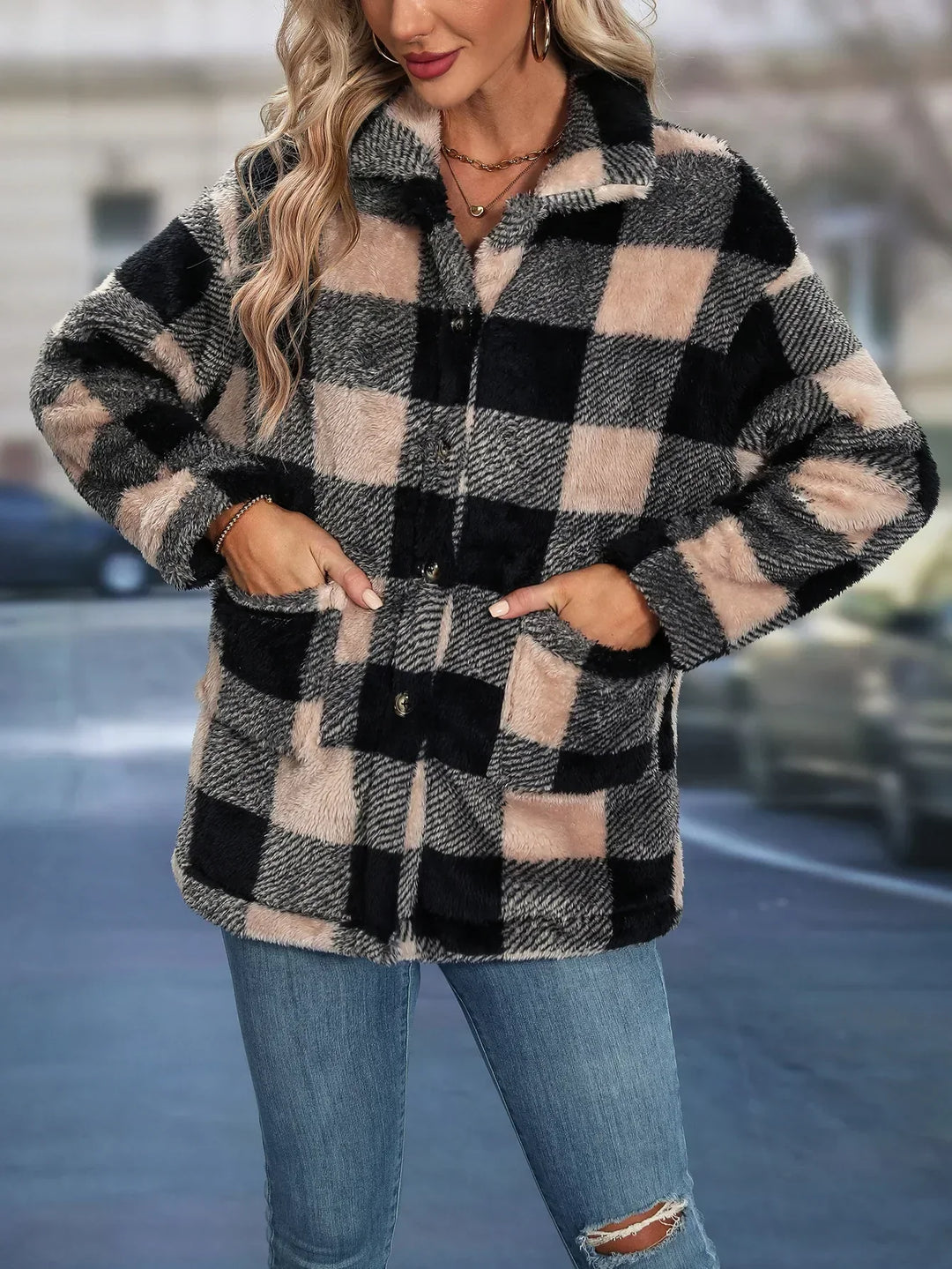 Mabelyn -  Stylish Casual Checked Jacket for All-Day Comfort