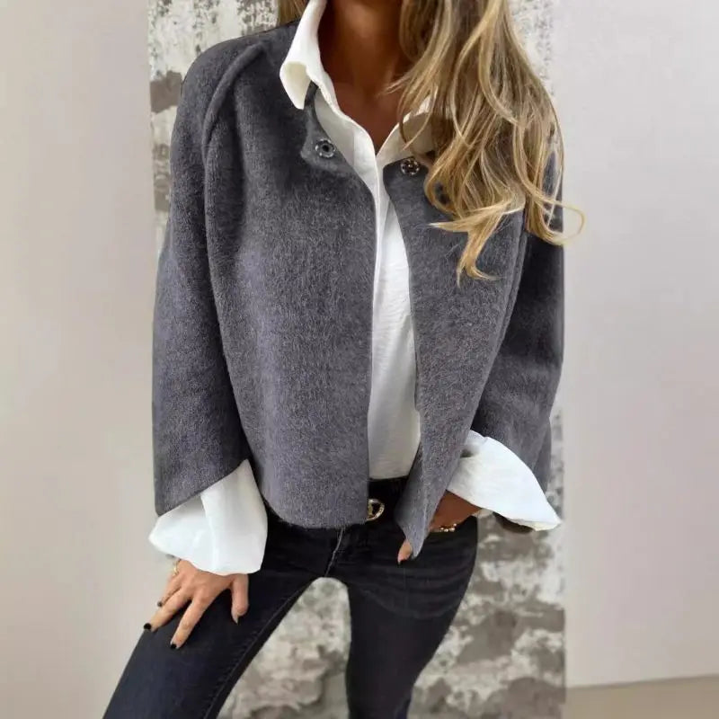 Amalia - Long Sleeve Round Neck Wool Cardigan