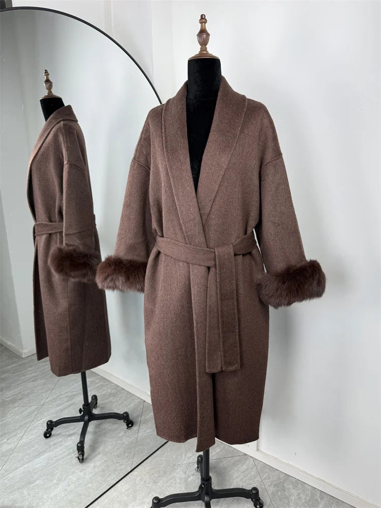 Eulalia - Tossy Fox Fur Wool Overcoat Women's Short Coat