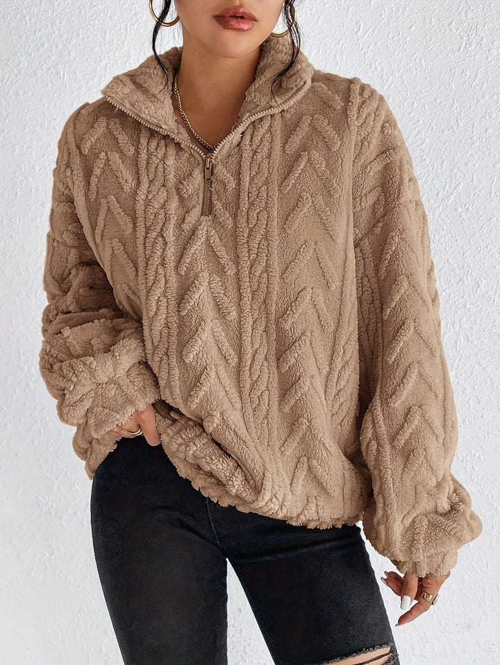 Harper - Fluffy Zip Sweater
