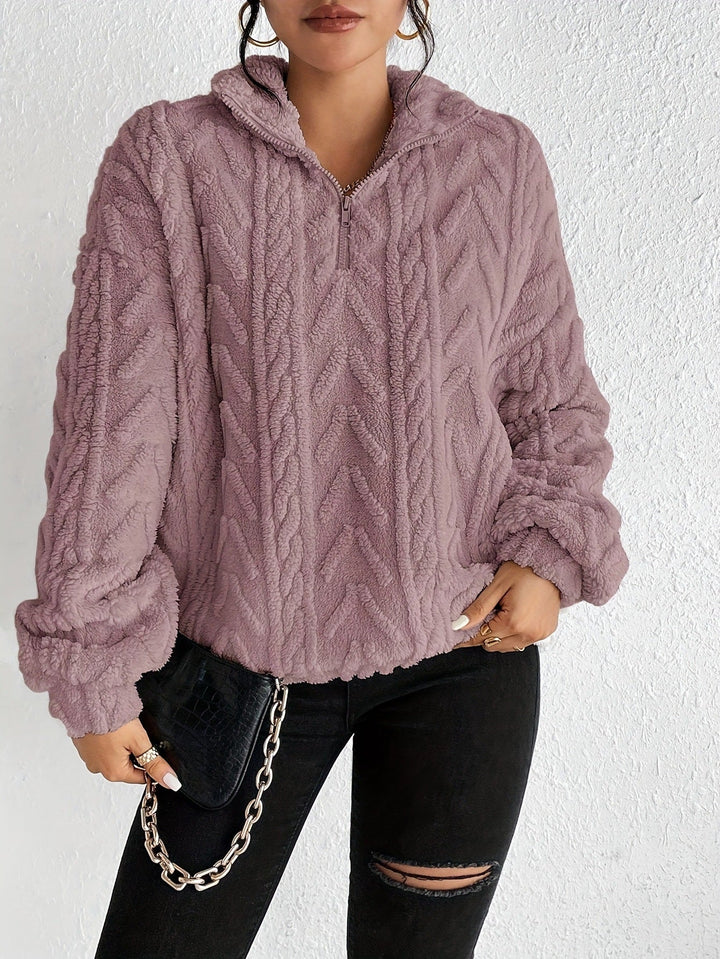 Harper - Fluffy Zip Sweater